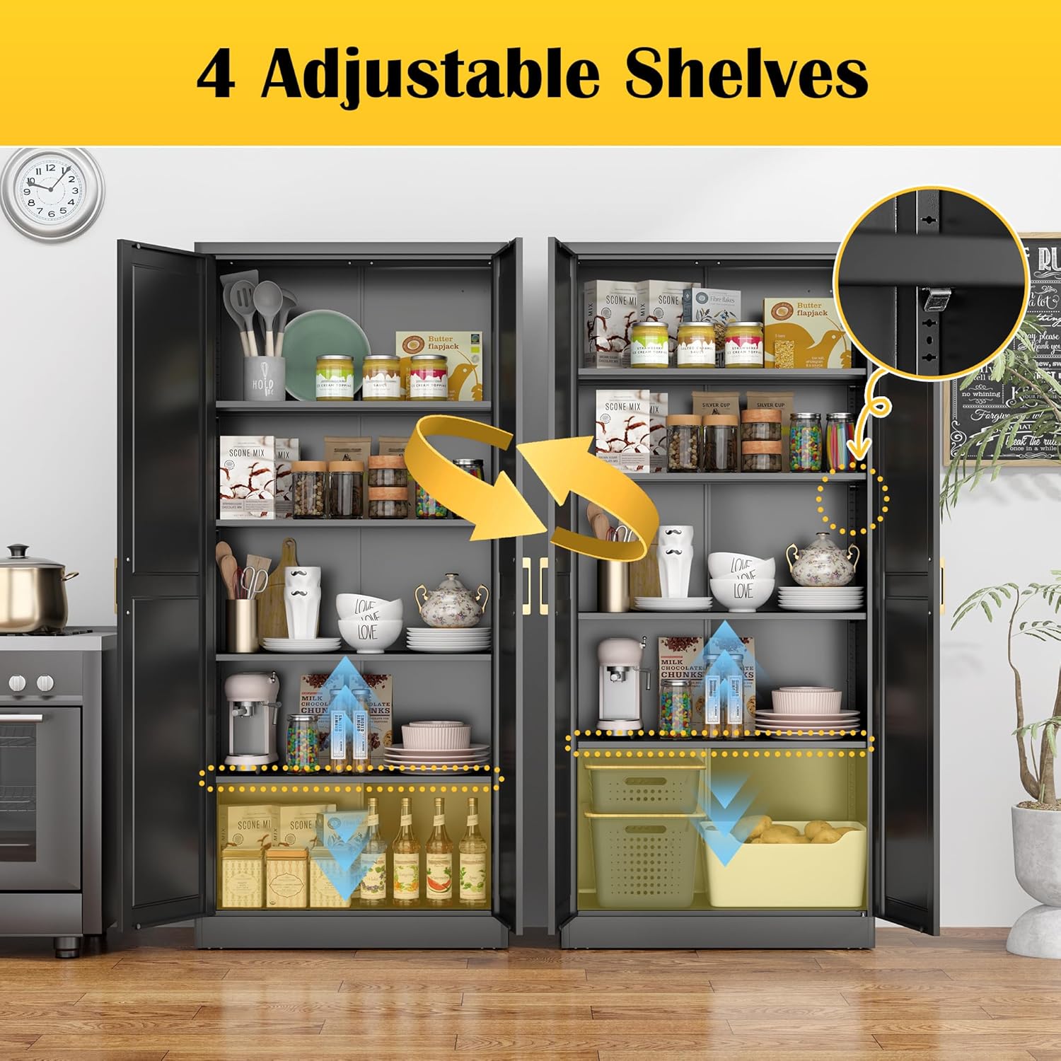 Detalle 1 de SteeLoong SL-MYXMSC 71-Inch Metal Pantry Cabinet with 4 Adjustable Shelves
