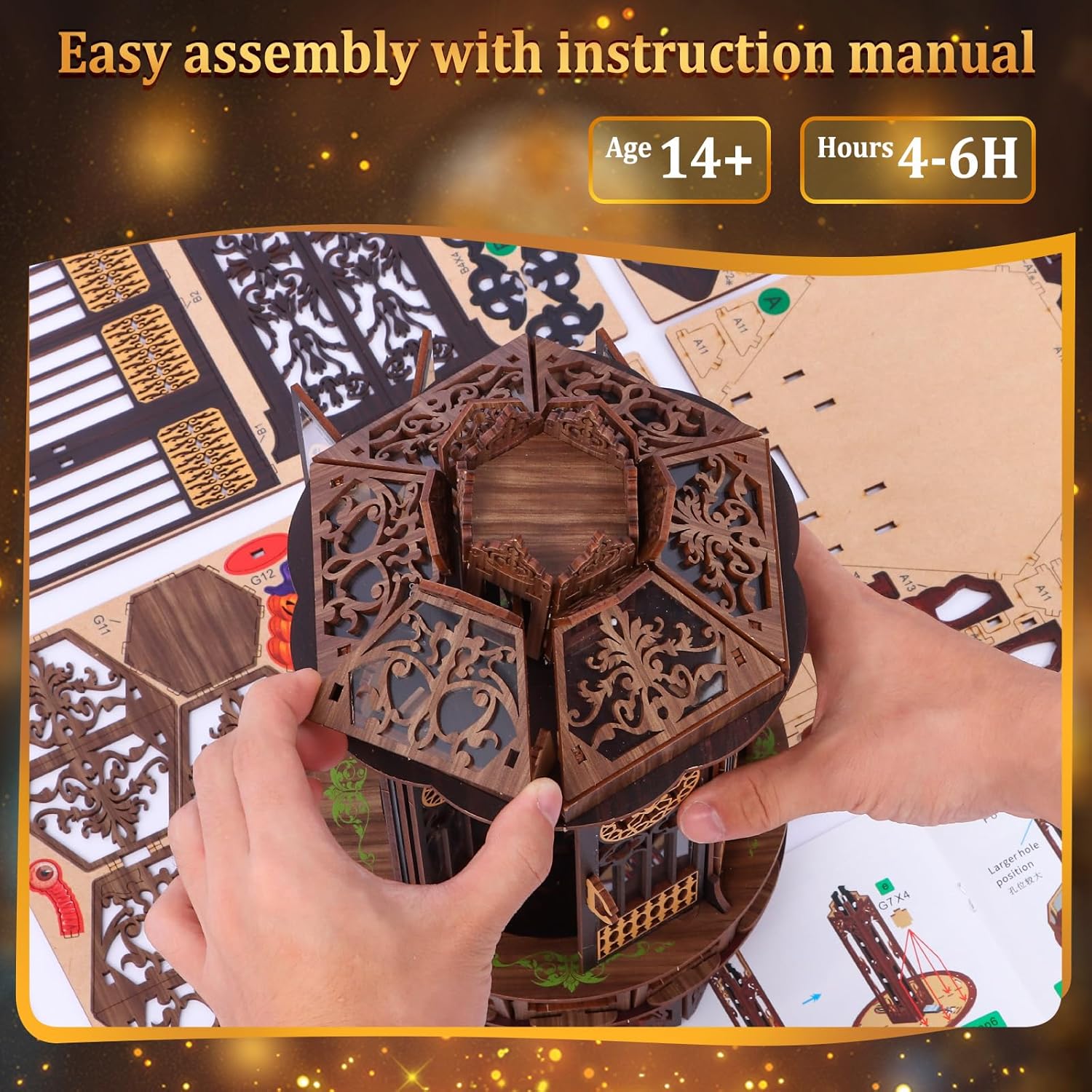 Detalle de Roine Lxux 3D Wooden Puzzle Lamp