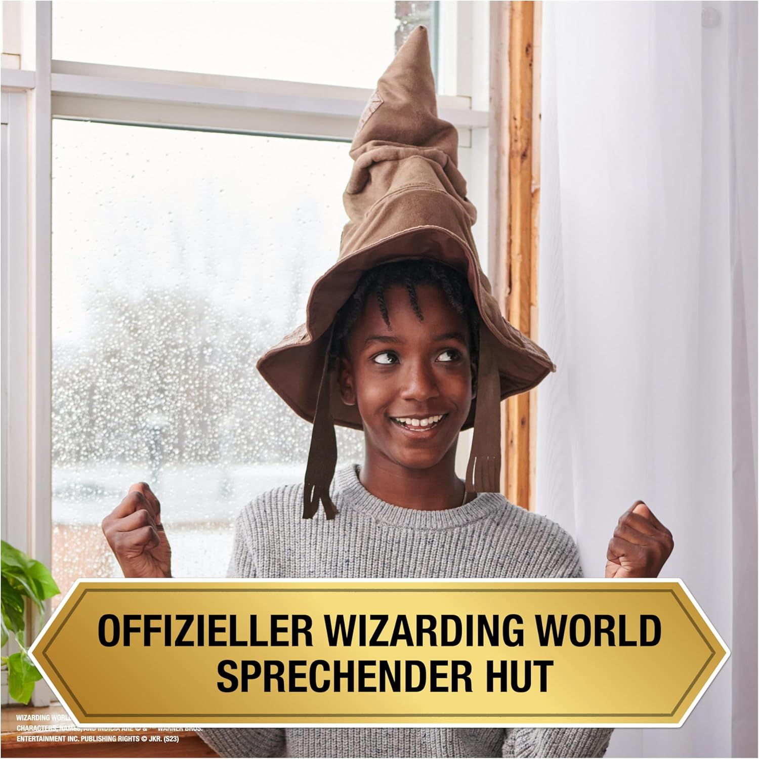 Detalle 2 de Harry Potter Interaktiver Sprechender Hut – offizieller Fanartikel, ca. 35 cm, Deutsch/Italienisch