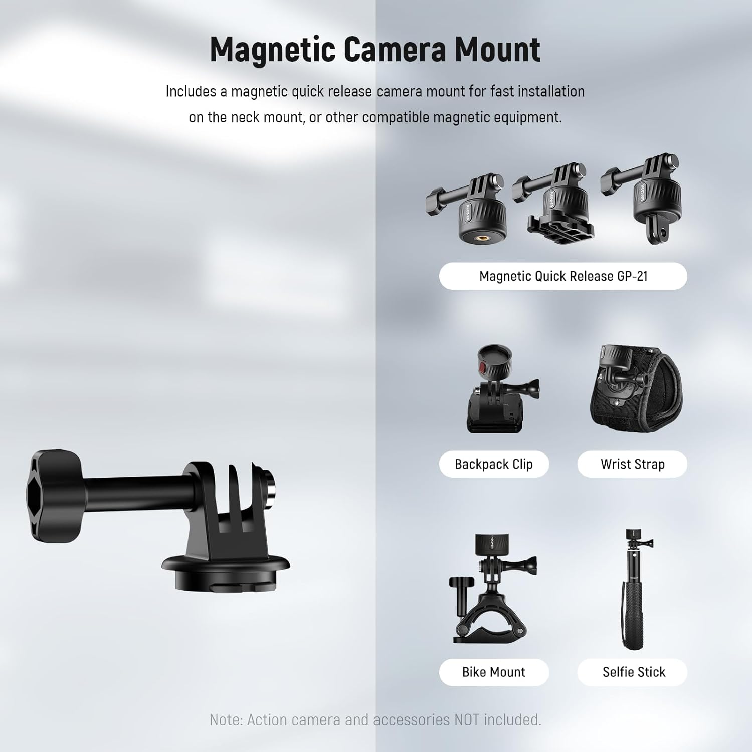 Thumbnail 5 de NEEWER Magnetic Neck Mount with Pocket 3 Cage for POV filming (Hero 13/12/11 Max, DJI Action 5 Pro, Insta360 Osmo Pocket 3)
