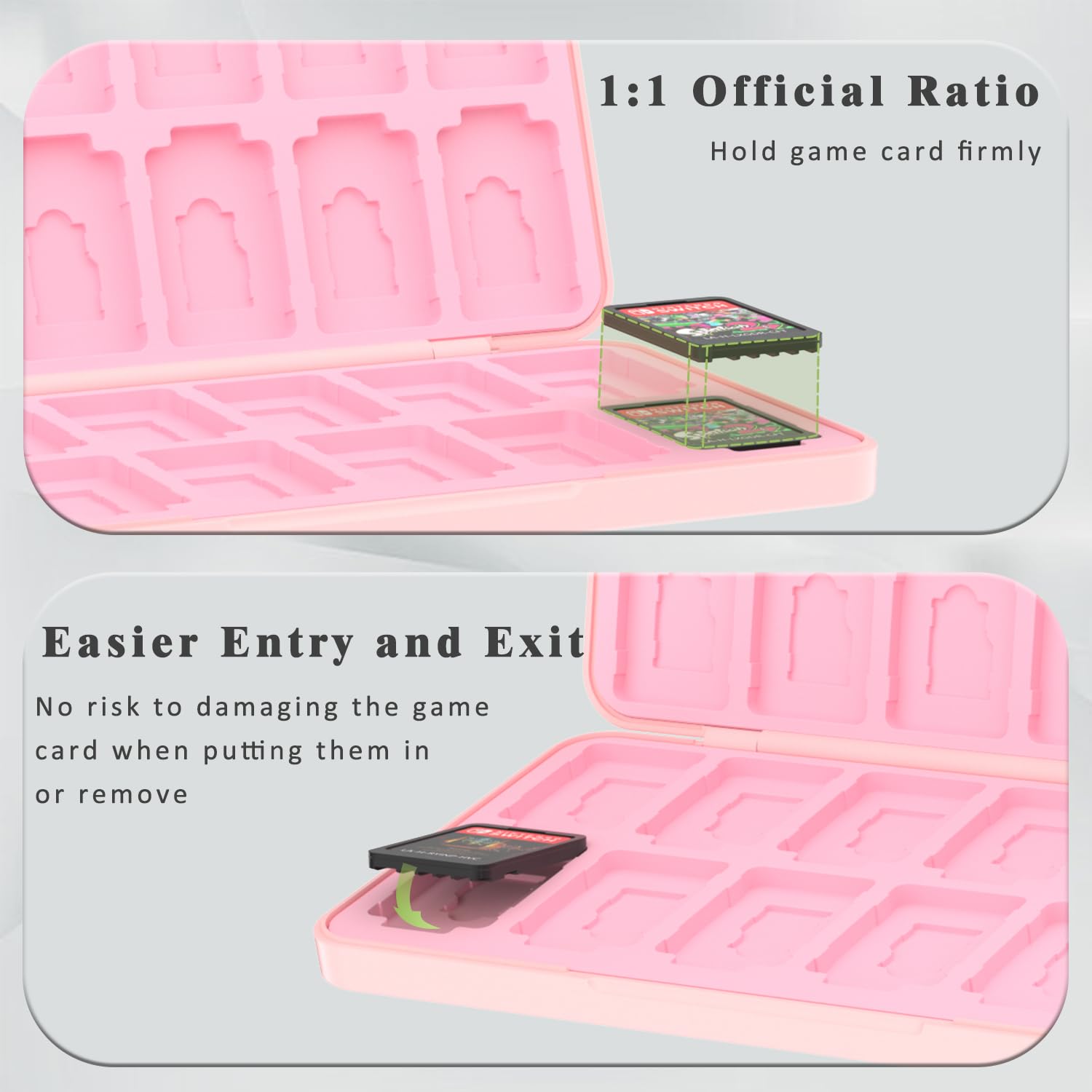 Thumbnail 4 de PURBHE Switch Game Case (Pink) for Nintendo Switch 1 & 2 with 24 Cartridge + 24 Micro SD Slots