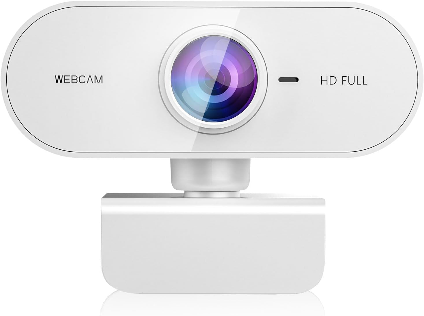 Kouric 1080p Webcam with Microphone for PC and Mac – USB-C Plug & Play, 180° Tilt, 360° Rotating Clip, White