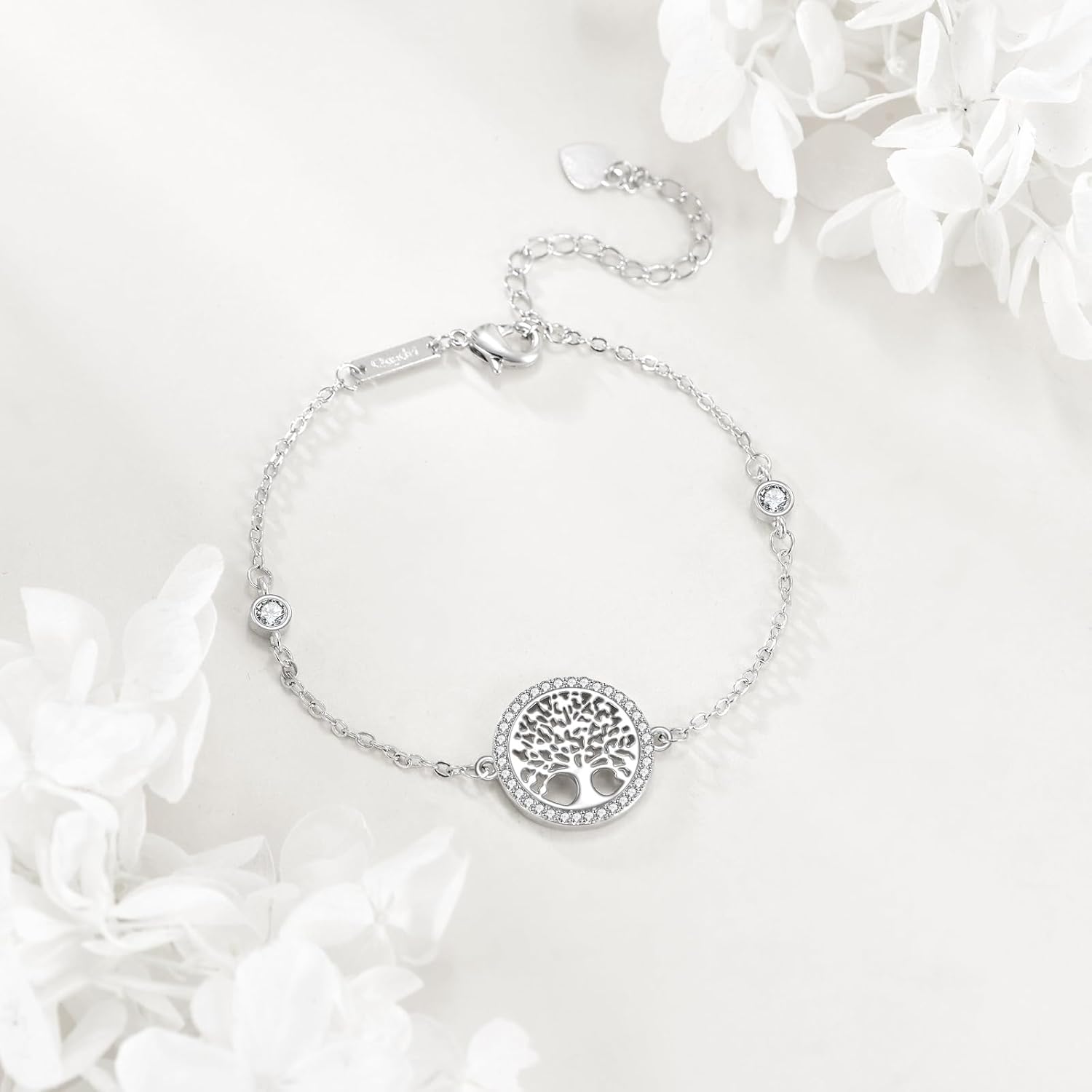 Detalle de QUADRI Armband Damen Baum des Lebens Symbol mit Zirkonia – handgefertigt in Italien, 18,3 cm + 2 cm Verlängerung