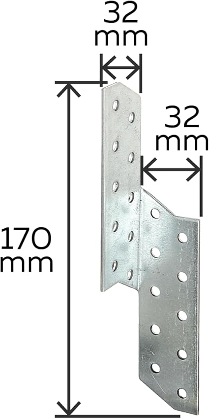 Detalle 2 de Alberts 330941 Escuadra asimétrica galvanizada 32 x 32 x 170 mm