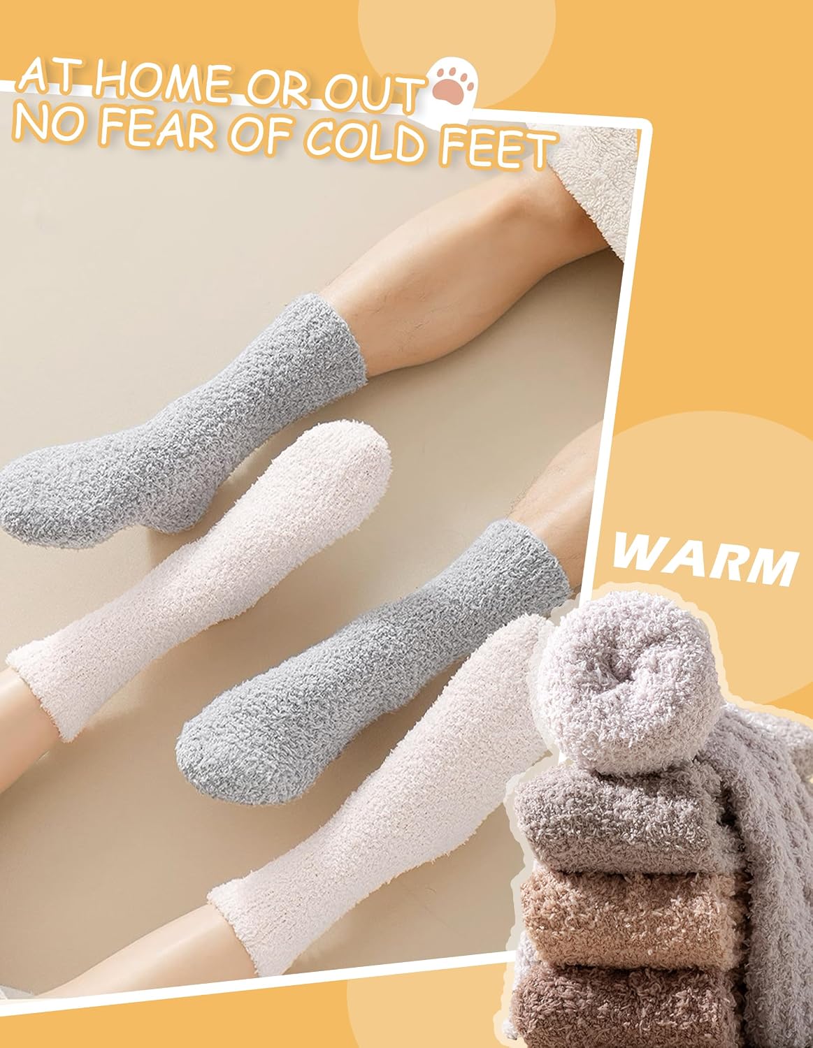 Thumbnail 1 de VoJoPi Fuzzy Socks for Women, 5-Pair Fleece-Lined Slipper Socks