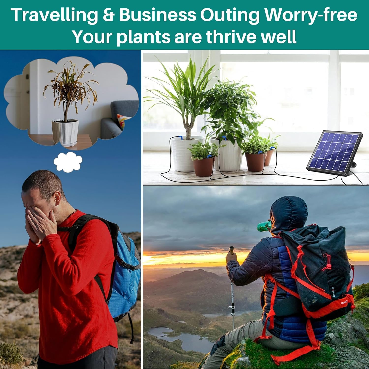 Thumbnail 1 de Biling Solar Bewässerungssystem 15 m mit Timer – automatische Tropfbewässerung für 12–20 Töpfe