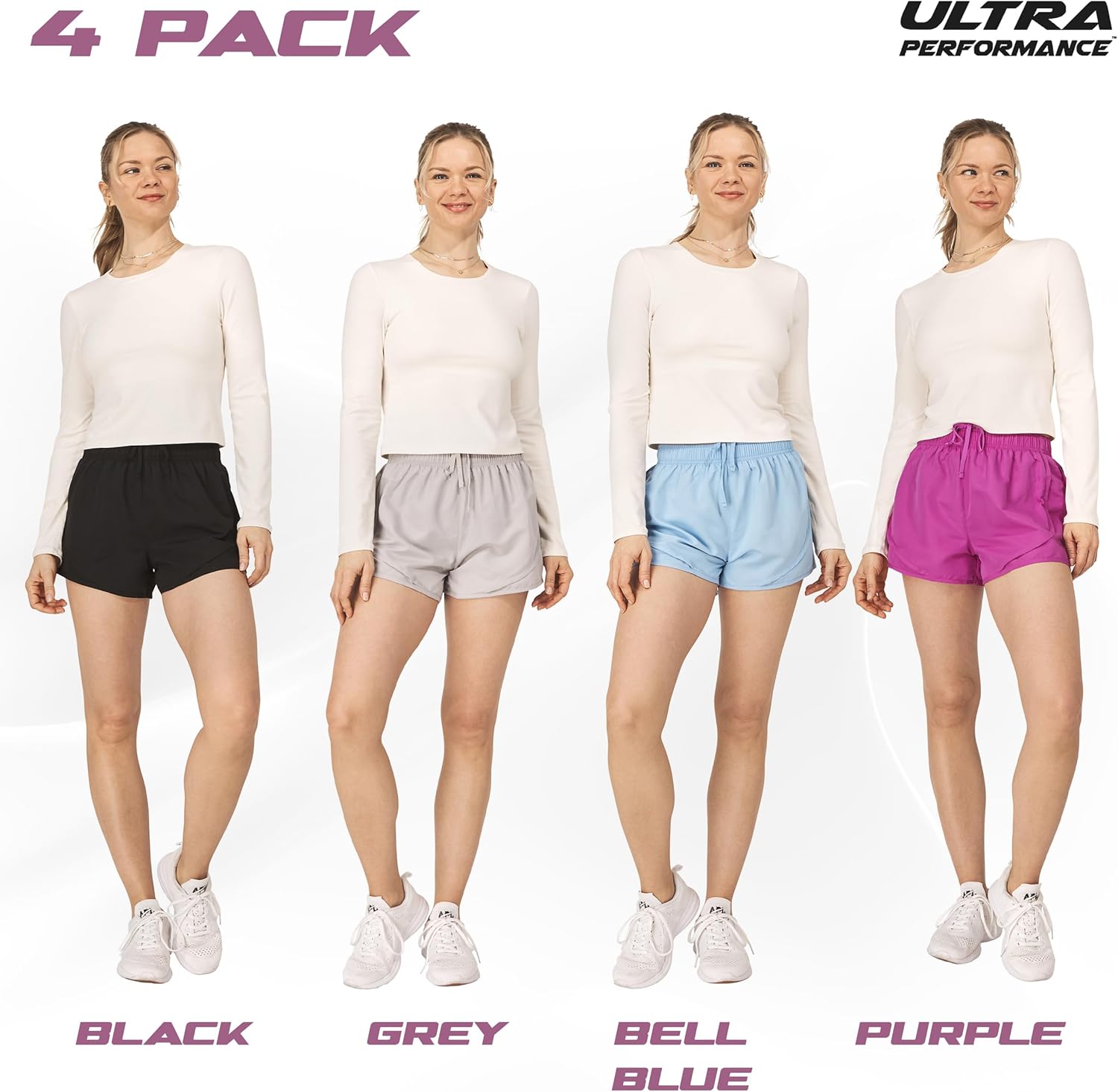 Thumbnail 1 de Ultra Performance Women’s Running Shorts 4-Pack with Brief Liner