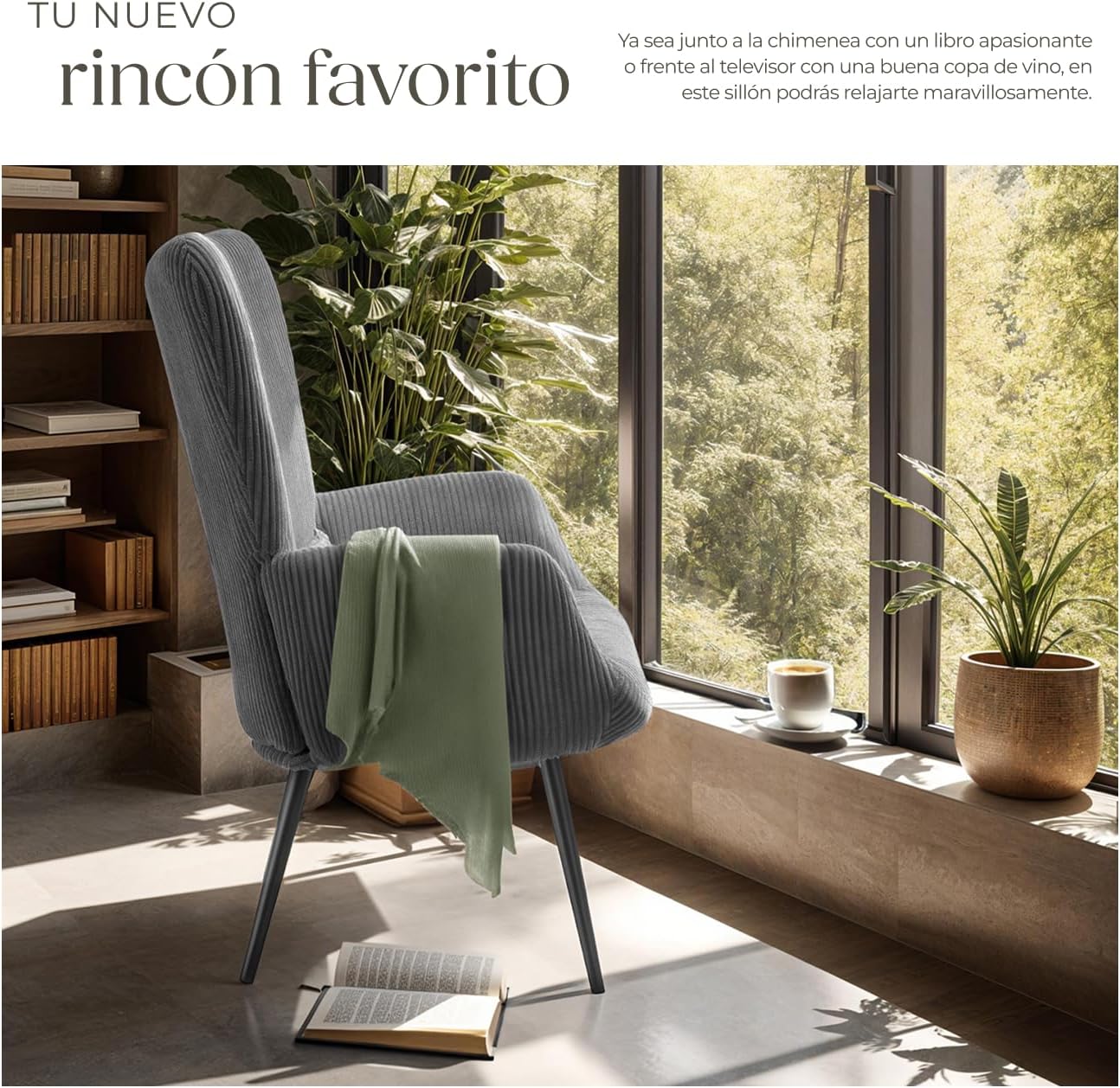 Detalle 2 de tectake Sillón Orejero Escandinavo 150 kg