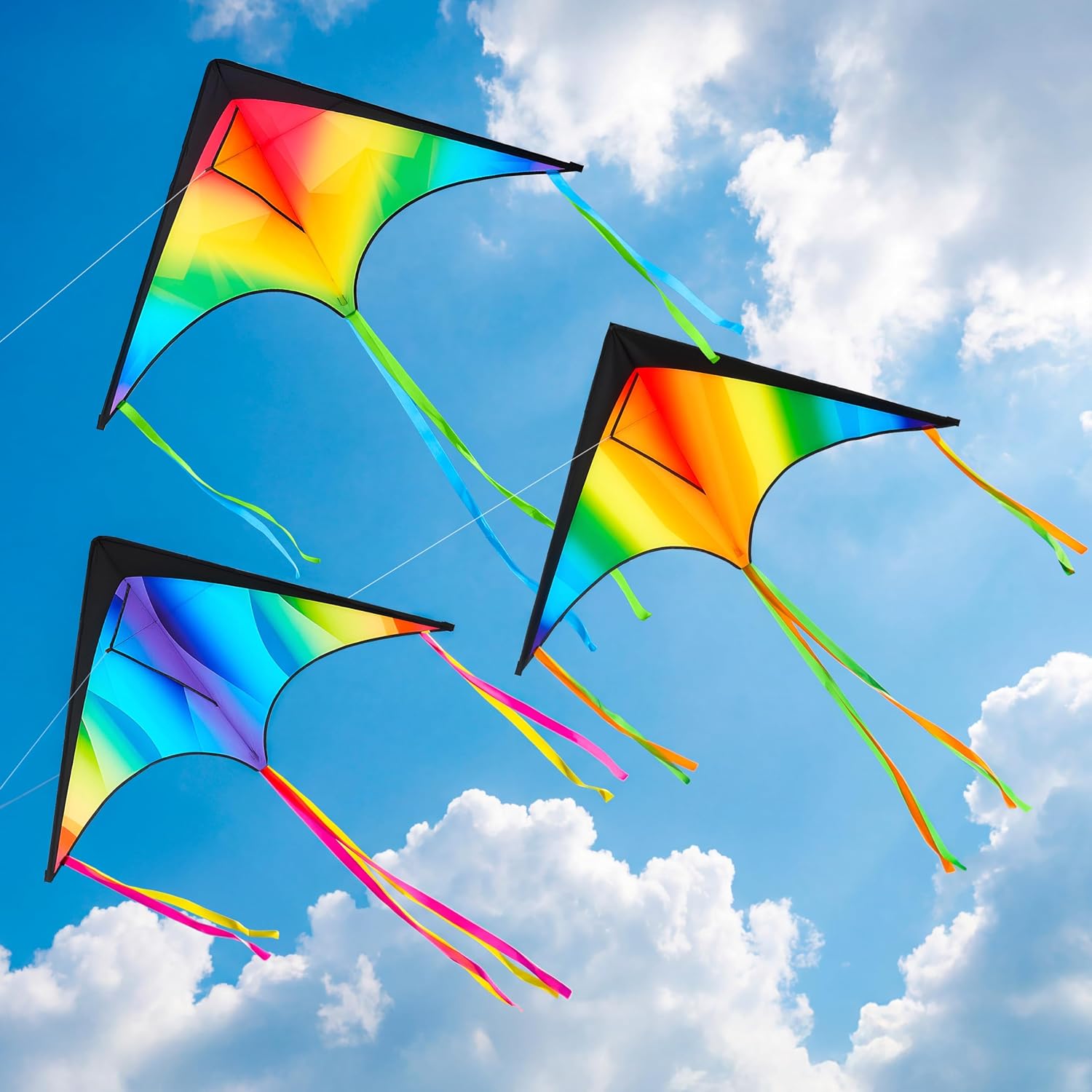 Thumbnail 5 de JOYIN 3-Pack Large Delta Kite Gradient Rainbow (Easy Flyer) for Kids & Adults