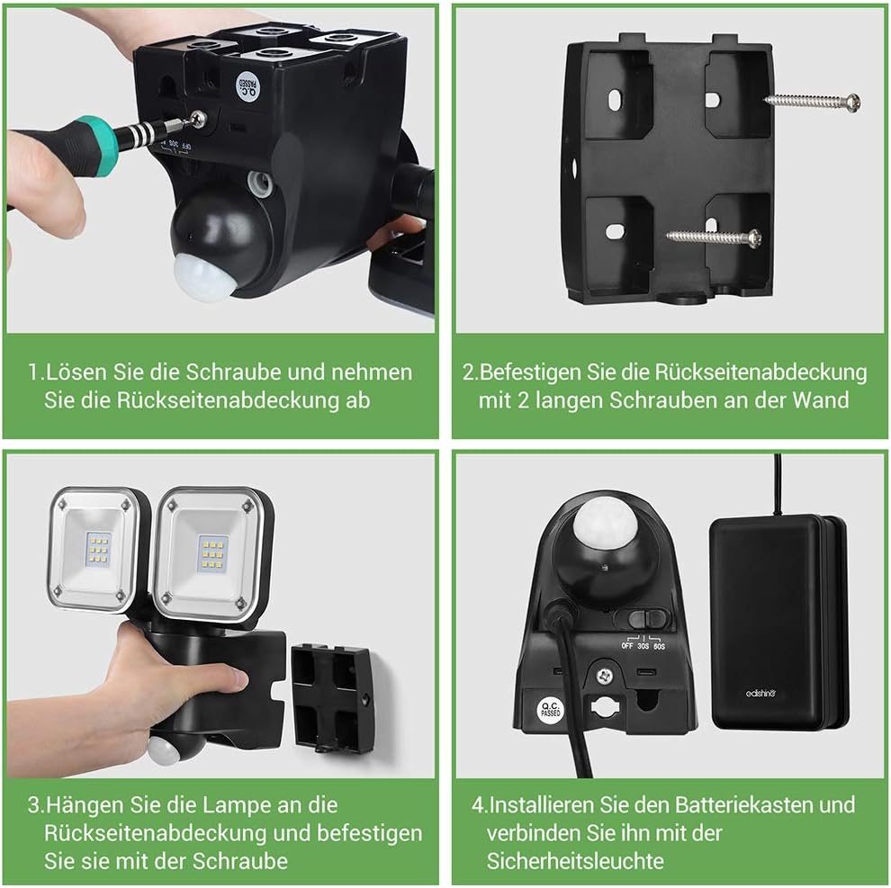 Thumbnail 6 de EDISHINE 63185116529 batteridriven LED-strålkastare med rörelsesensor, 800 lm