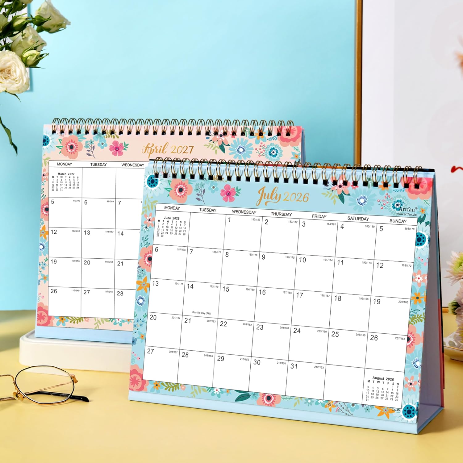 Thumbnail 1 de 2026-2027 Desk Calendar - Standing Flip with Thick Paper, July 2026 to December 2027