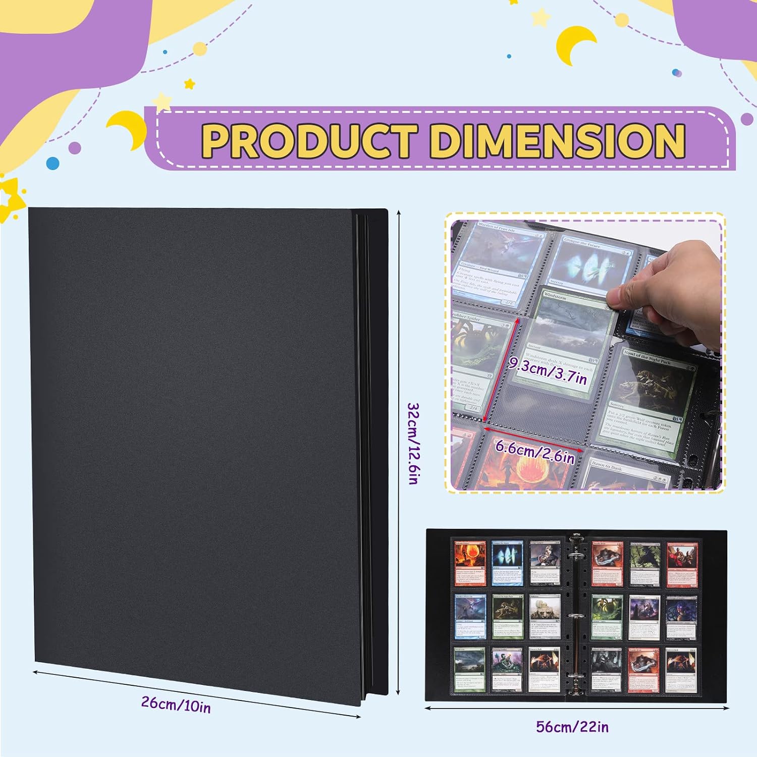Detalle de Lictin 9-Pocket Trading Card Album (396 pockets) – black card binder for trading card games