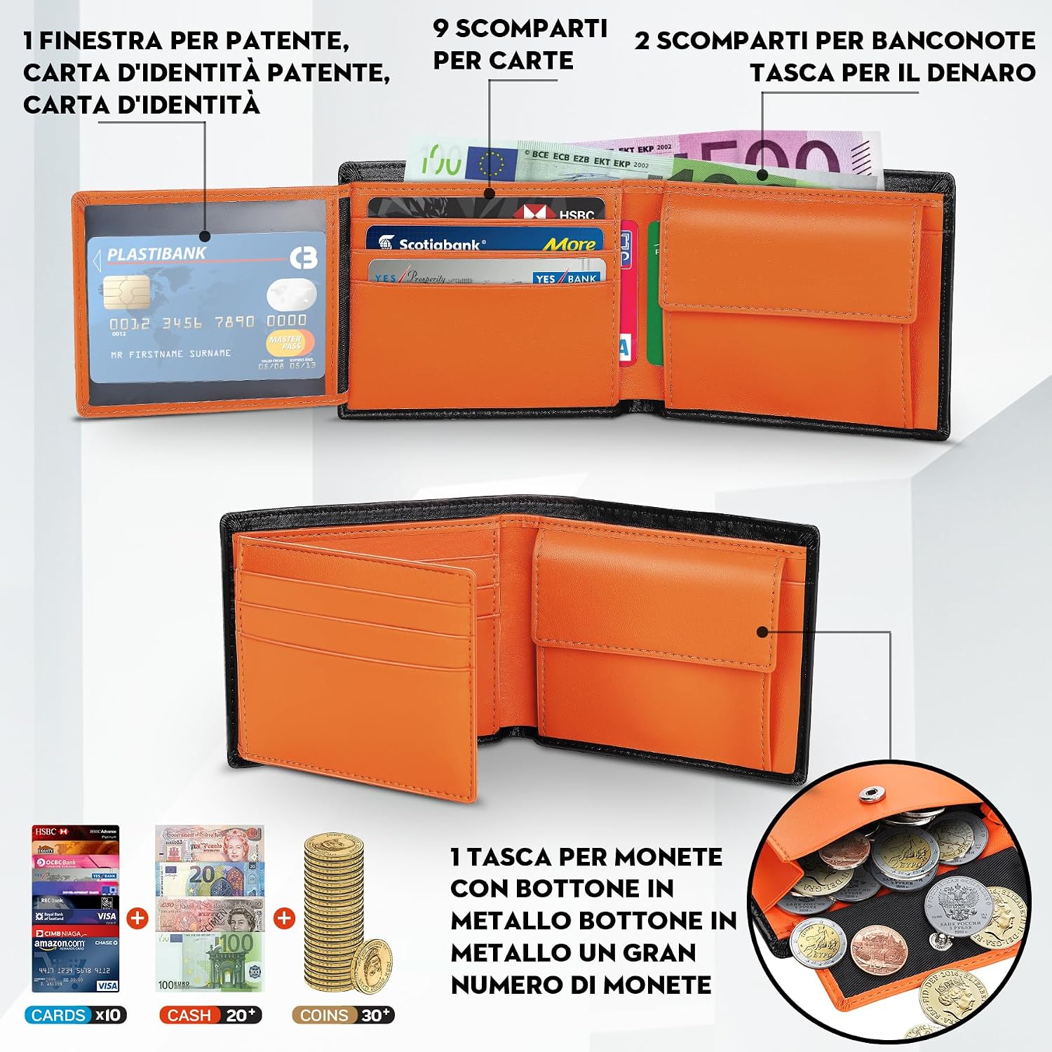 Detalle 2 de TEEHON Portafoglio Uomo Slim Vera Pelle RFID