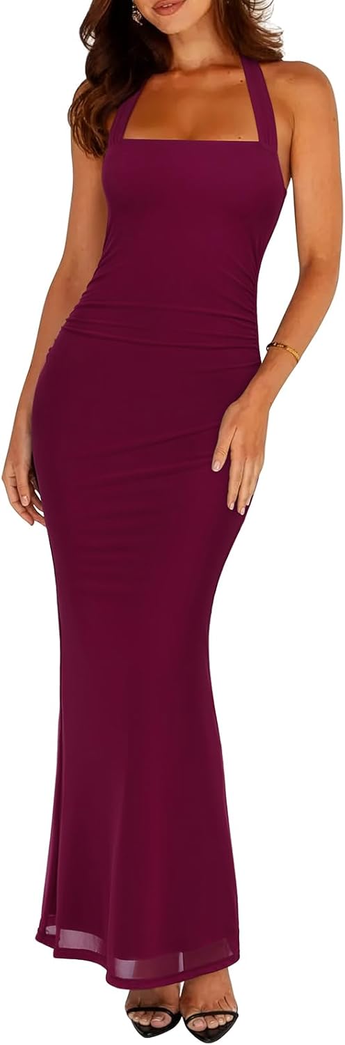 Thumbnail 6 de REORIA Mesh Sheer Sleeveless Wedding Guest Maxi Dress with Adjustable Tie Back