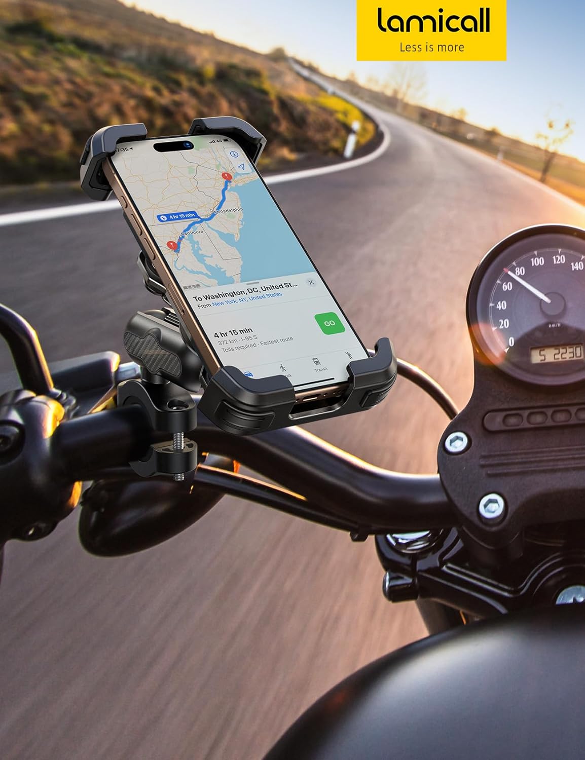 Thumbnail 6 de Lamicall Motorcycle Phone Mount Holder with Metal Extension Arm and Dual Anti-Shake