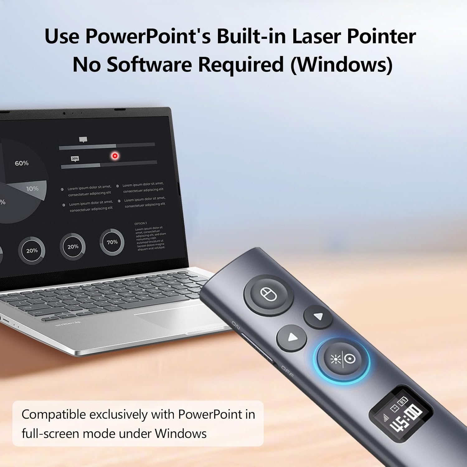 Thumbnail 5 de Norwii N95s BLE Presentation Clicker with Digital Pointer (Green Light USB-AC)