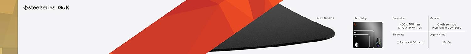 Thumbnail 5 de SteelSeries QcK+ large gaming mouse mat (450mm x 400mm x 2mm) with non-slip rubber backing