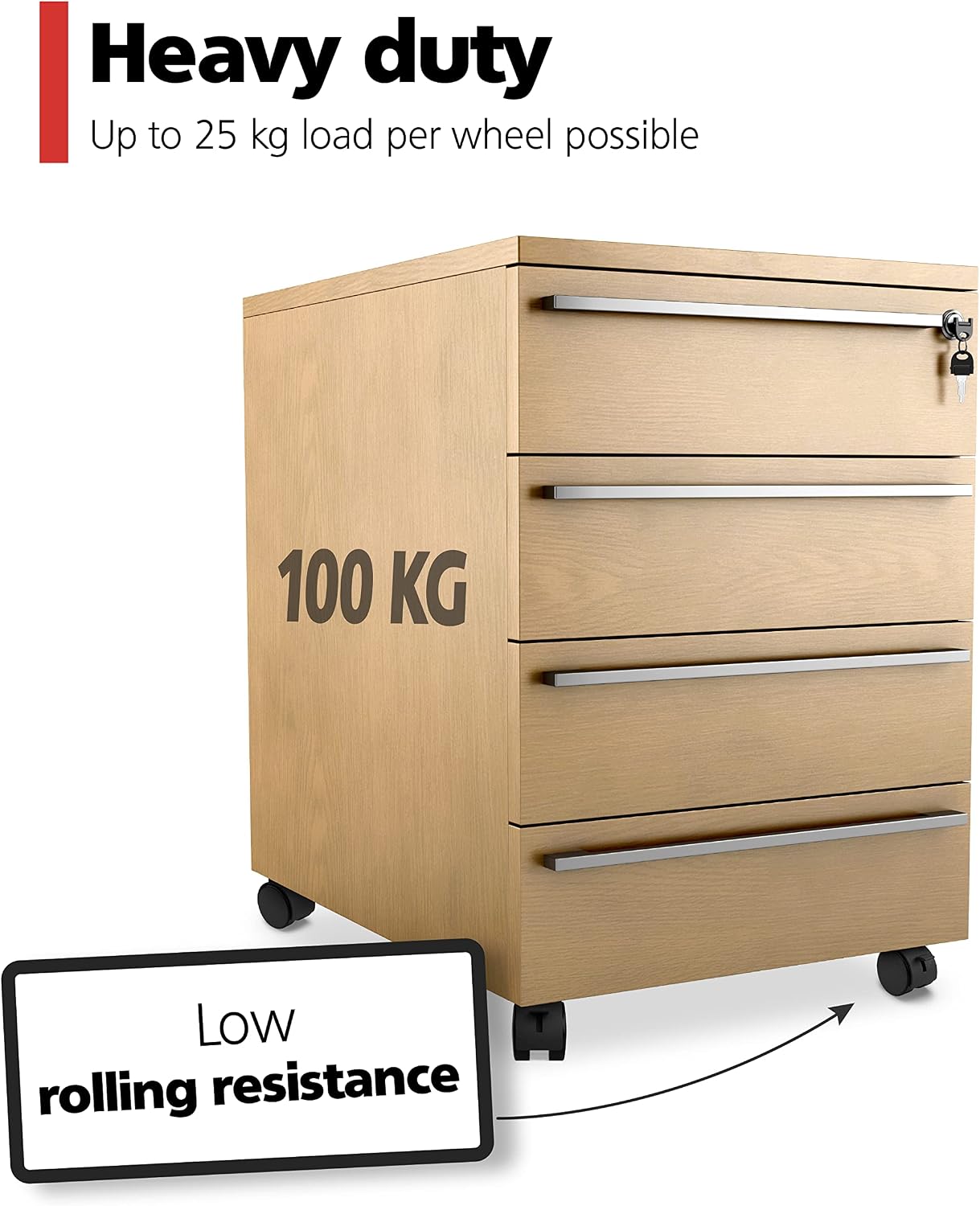 Detalle de Nirox set van 4 meubelwielen van nylon, 40 mm, met rem en montageplaat
