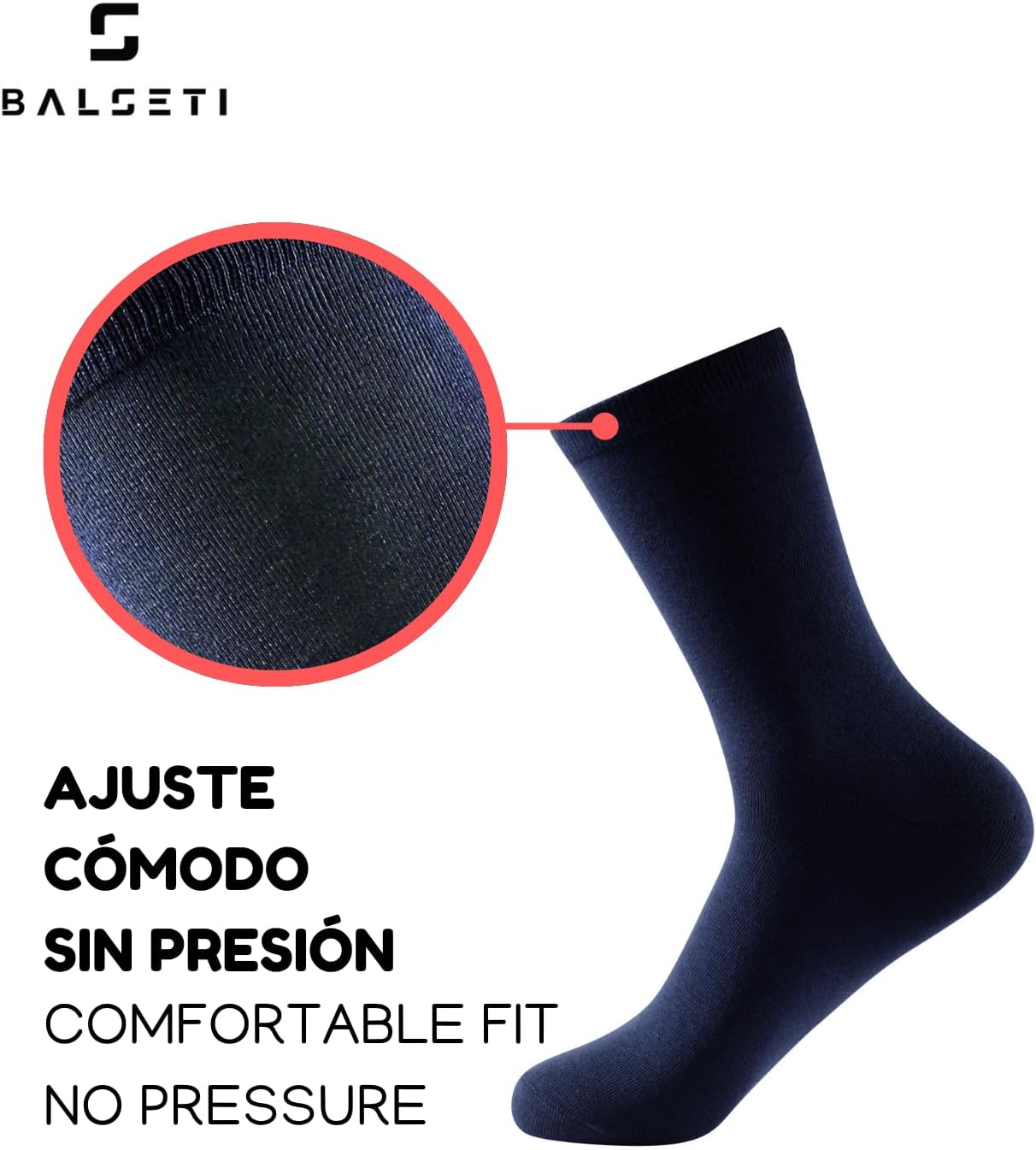 Thumbnail 3 de Balseti Calcetines Lisos Bajos 85% Algodón – Pack 6 pares, Unisex (Tallas 22–44) Azul Marino