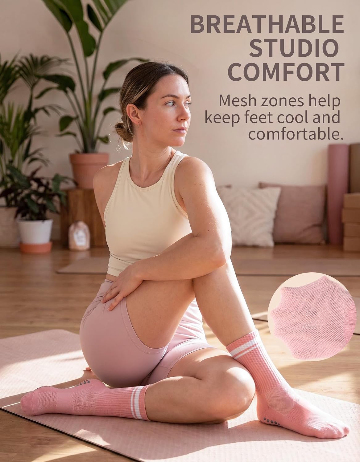 Thumbnail 5 de CLOSEMATE Women's Pilates Grip Socks, 3 Pairs with Full-Sole Silicone Grip
