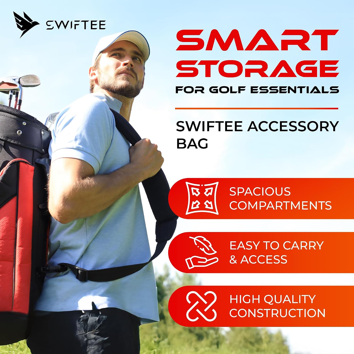 Thumbnail 1 de Swiftee Golf Valuables Pouch with Zip, Fleece Lining & Carabiner Clip