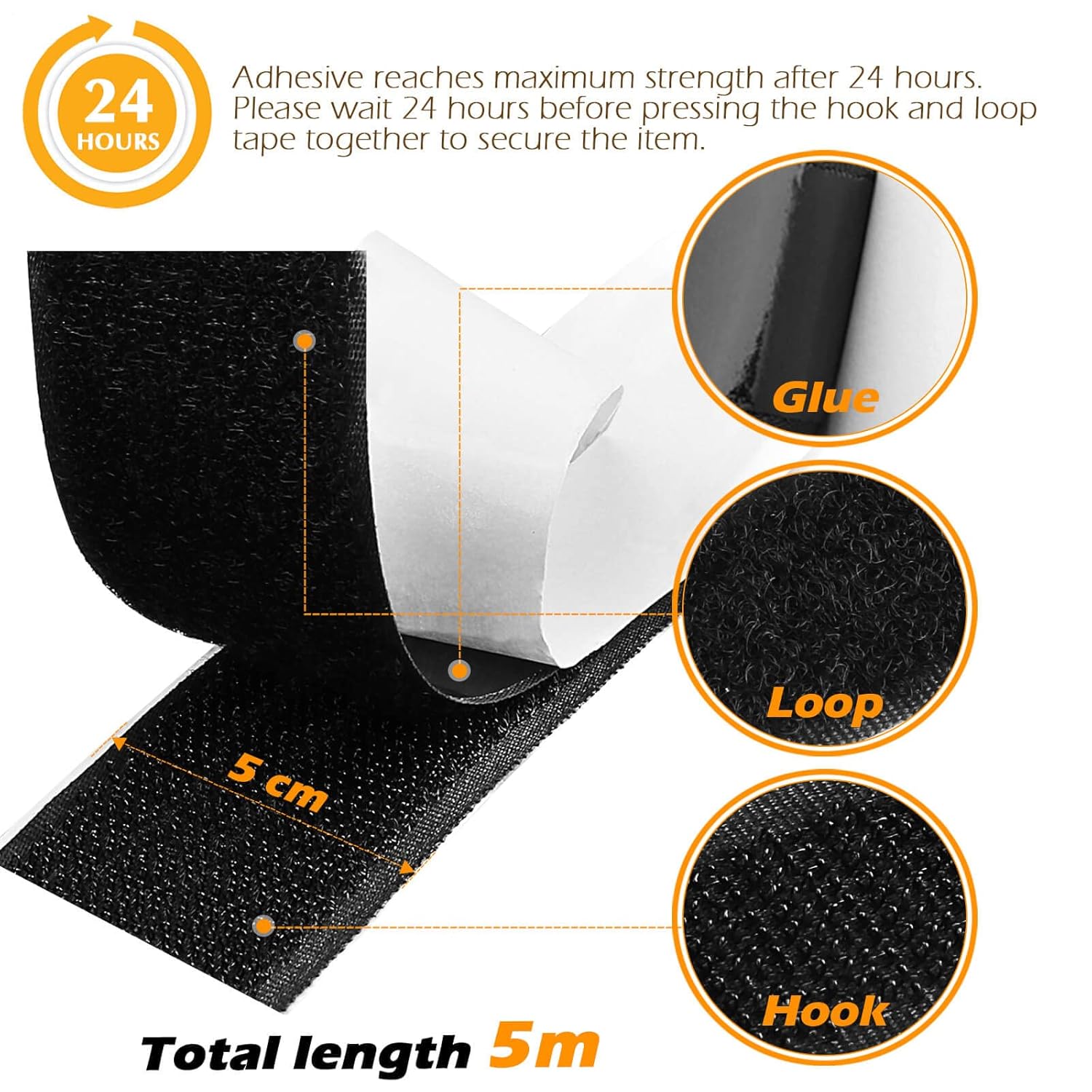 Thumbnail 2 de Hook and loop tape 5 m for strong fixing