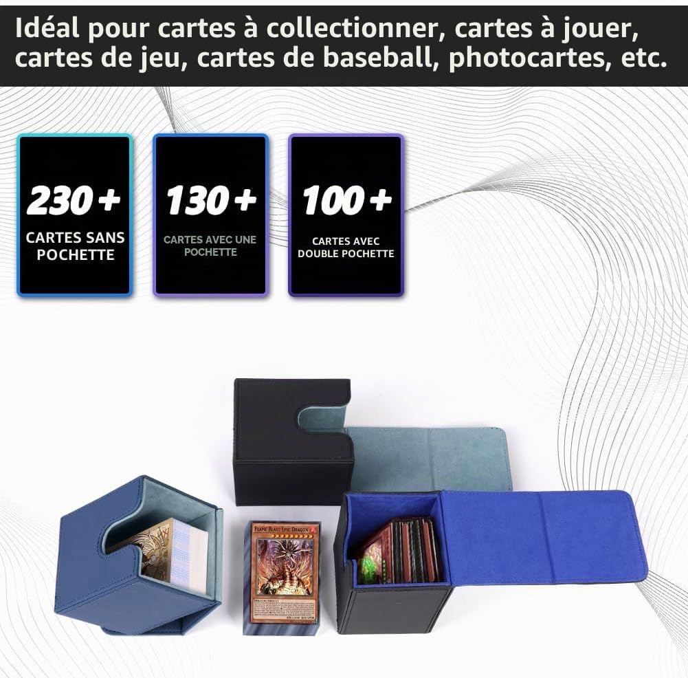 Thumbnail 4 de Aolso Yu-Gi-Oh-verzamelkaartenbox van kunstleer met magneetsluiting, zwart/grijs