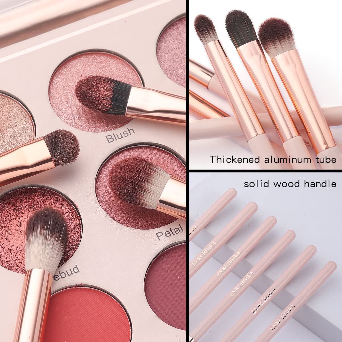 Detalle de Eye Makeup Brush Set, 6 Pcs – Professional Blending Brushes with Soft Vegan Bristles & Wood Handle