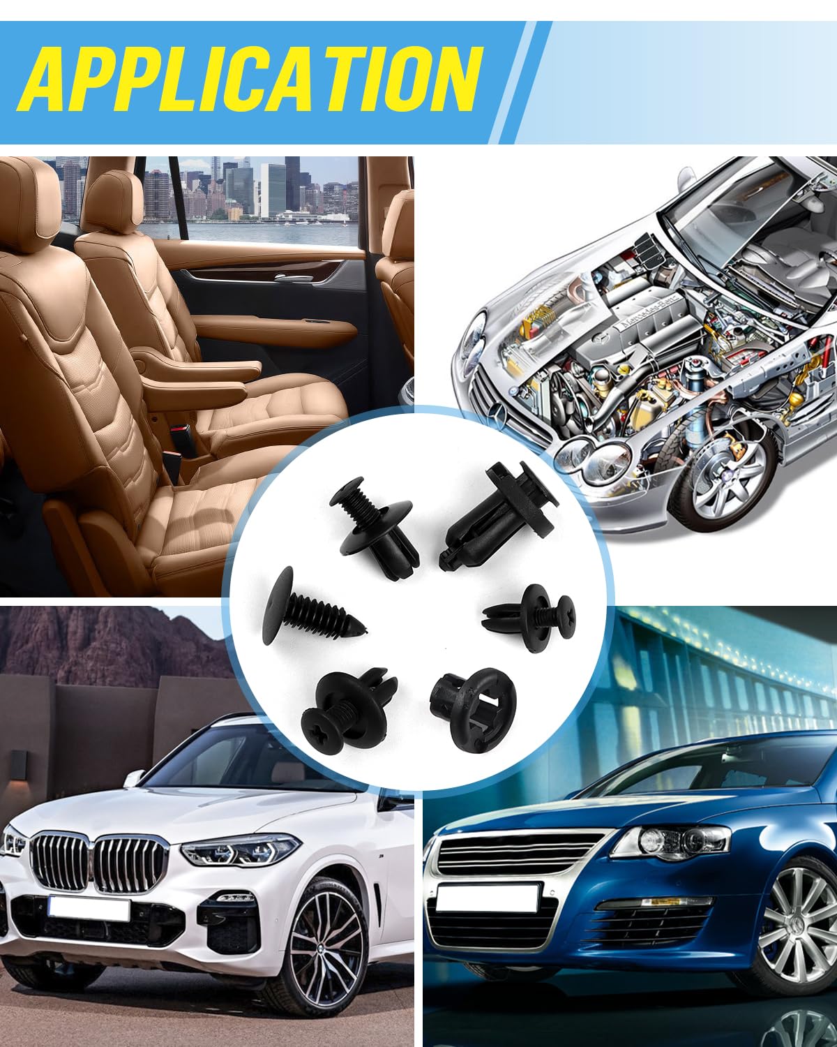 Detalle 2 de JatilEr 200 Stück Befestigungsclips Auto Clips – Universal Nylon Clips in 6 Größen