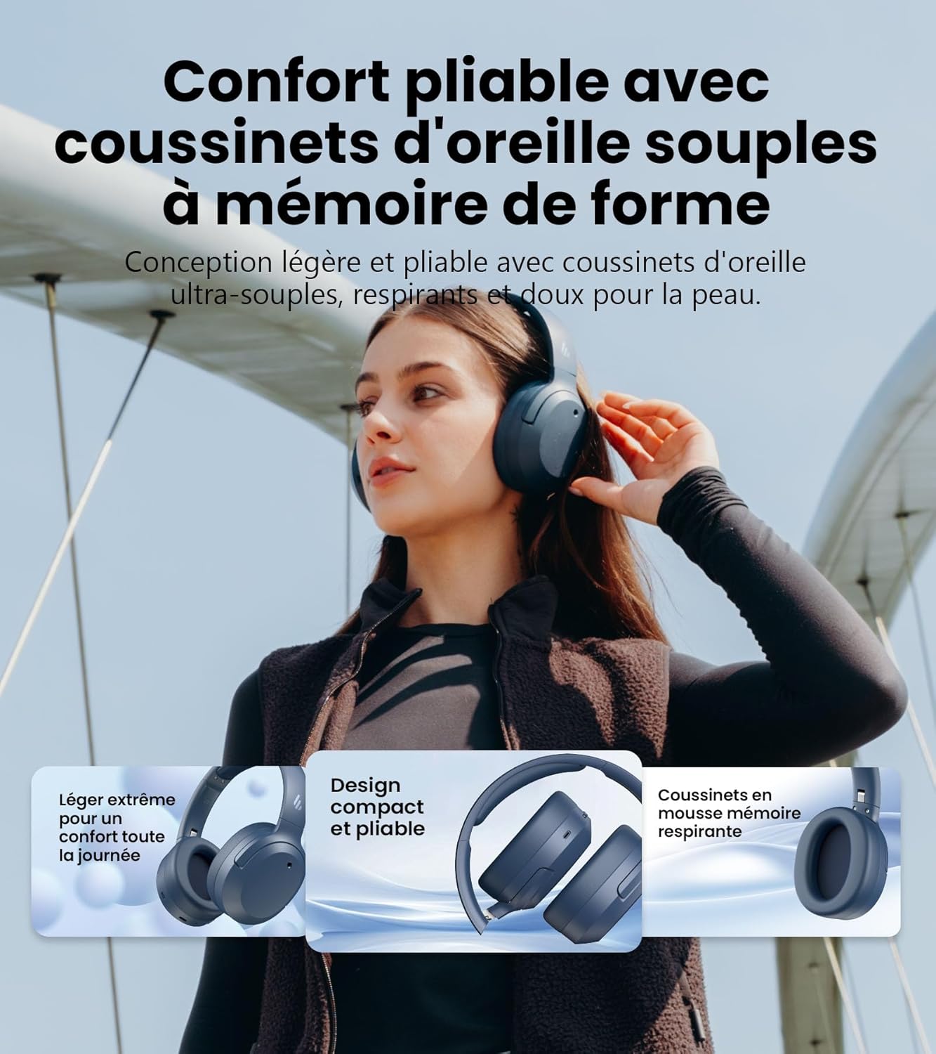 Thumbnail 6 de Edifier W820NB Plus Gen 2 : casque audio over-ear sans fil pliable à ANC jusqu’à -49 dB