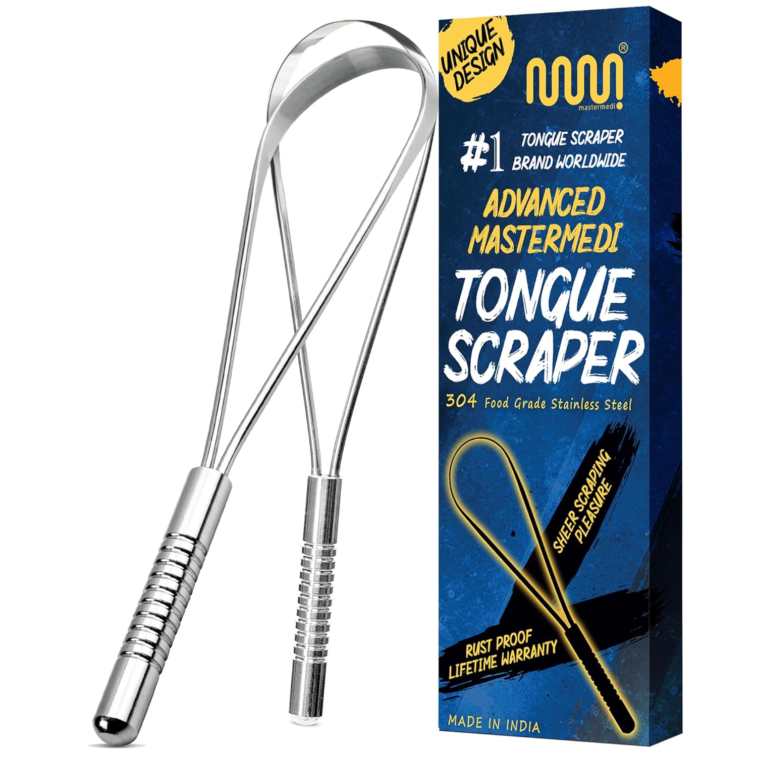 Thumbnail 6 de MasterMedi U-Shaped Stainless Steel Tongue Scraper (2 Pack) with Multicolor Travel Cases
