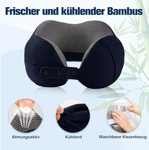Thumbnail 4 de Cирorld Nackenkissen Flugzeug: Verstellbares Memory Foam Reisekissen mit Bambusbezug