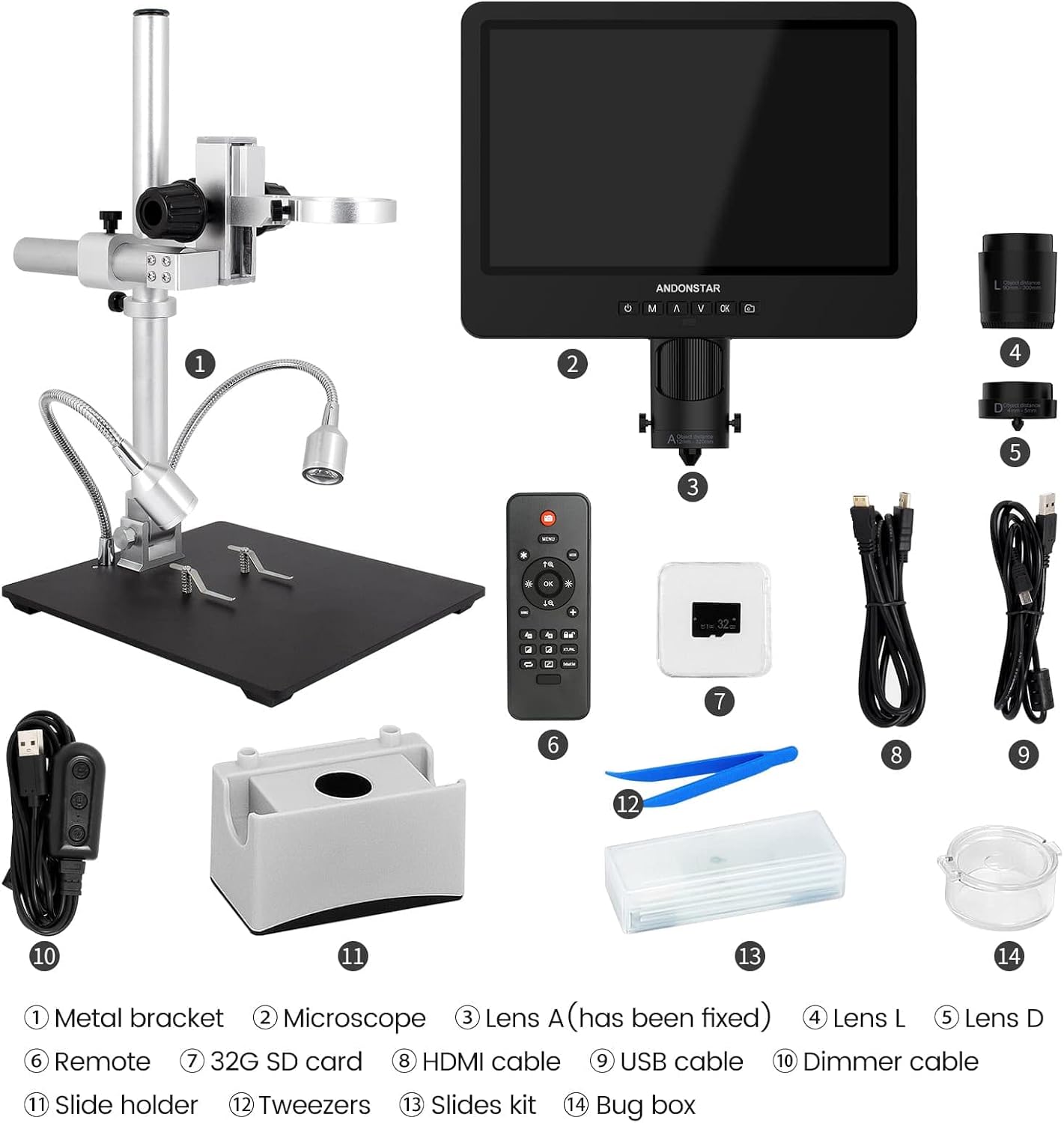 Thumbnail 6 de Andonstar AD249S-M 10.1-Inch HDMI Digital Microscope with 3 Lenses