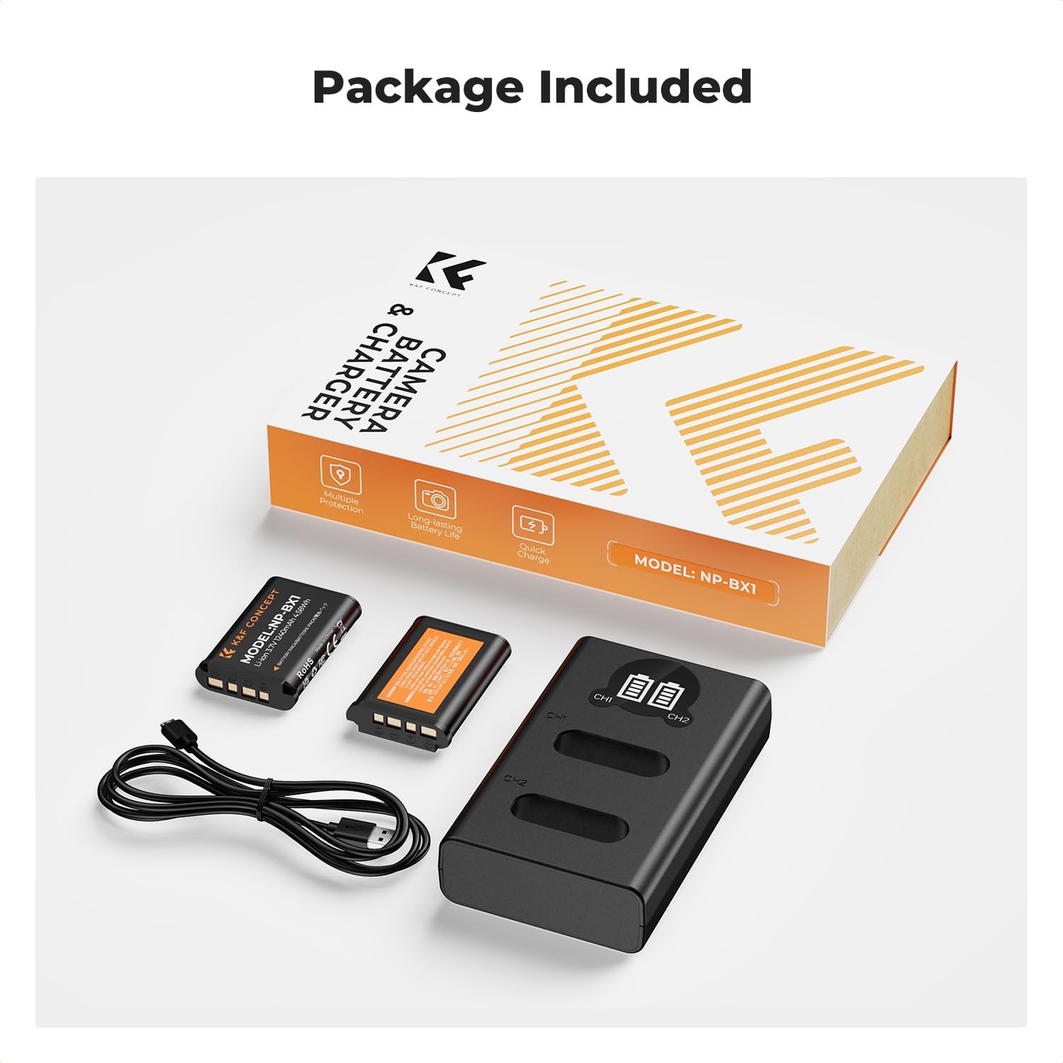 Thumbnail 6 de K&F CONCEPT 2-Pack NP-BX1 Battery and Charger Set – compatibility with Sony ZV-1, RX100 series and more