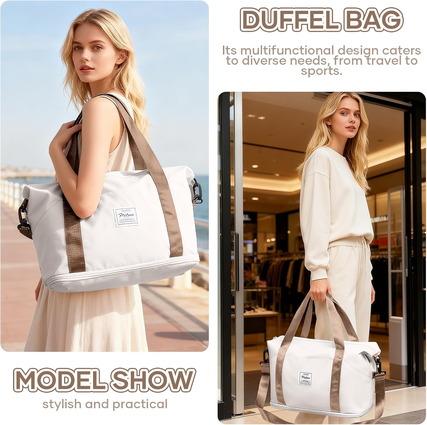 Detalle de SEAFEW Reisetasche Damen 40x30x20 – Wasserdichte Sporttasche mit separatem Nassfach, 35 L, Weekender & Travel Duffle