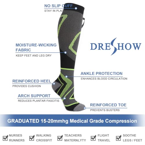 Detalle de DRESHOW Chaussettes de compression, 4 paires multicolores