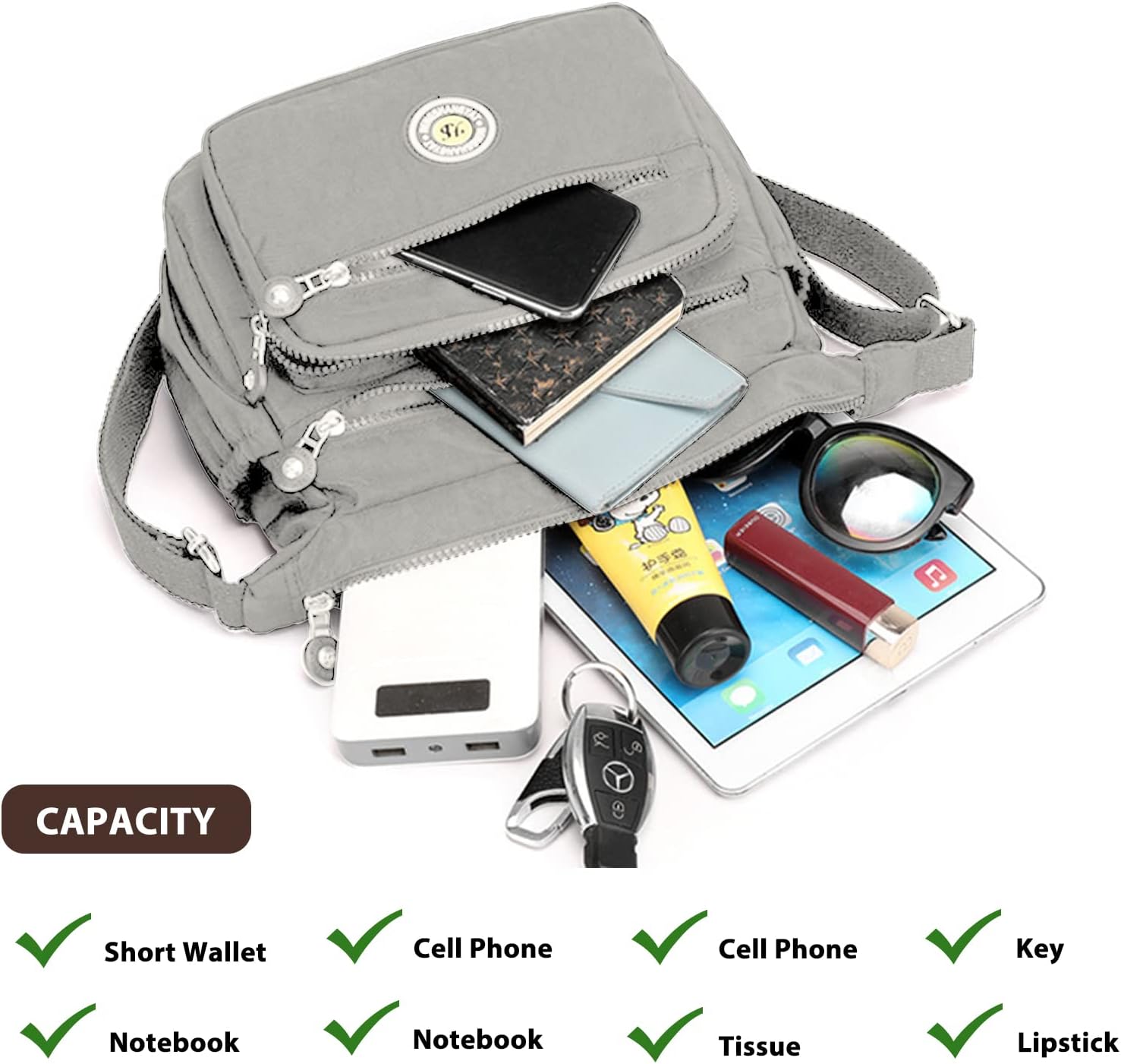 Detalle de Milky Way Damen Umhängetasche: Mittelgroße, wasserdichte Crossbody mit mehreren Taschen