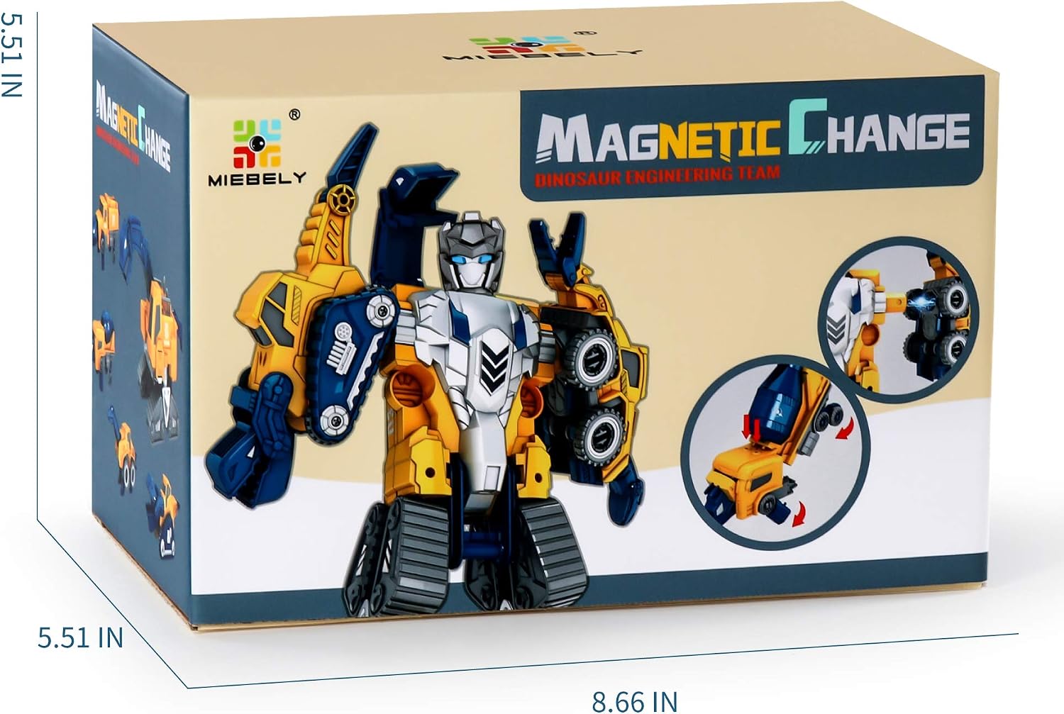 Thumbnail 6 de MIEBELY Toddler Robot Construction Vehicles Set (5-Piece) – Transforming Magnetic Robot Trucks for Kids