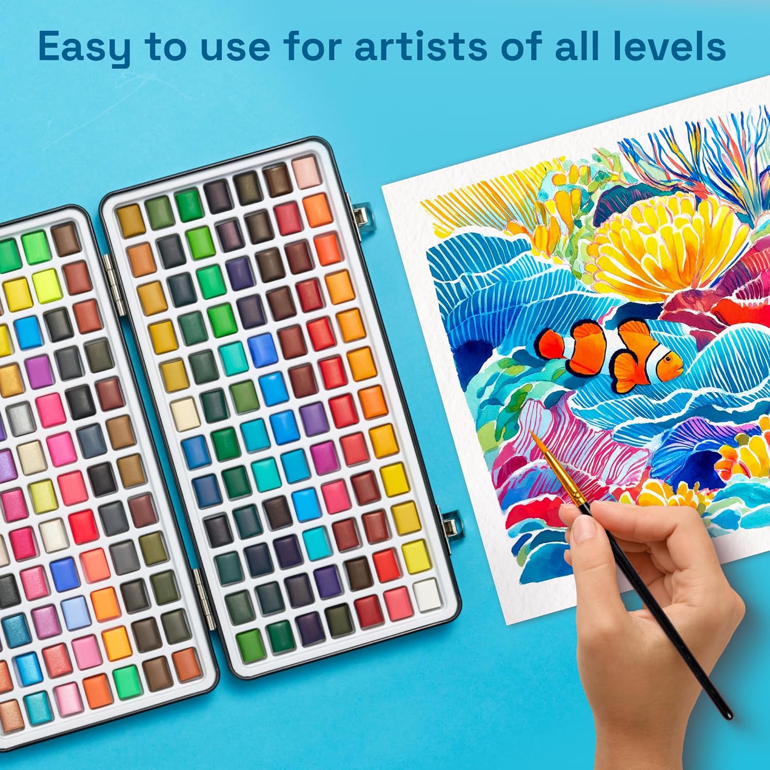 Thumbnail 3 de ARTISTRO 168 Watercolour Paint Set in portable metal case – 168 shades with brushes and essentials