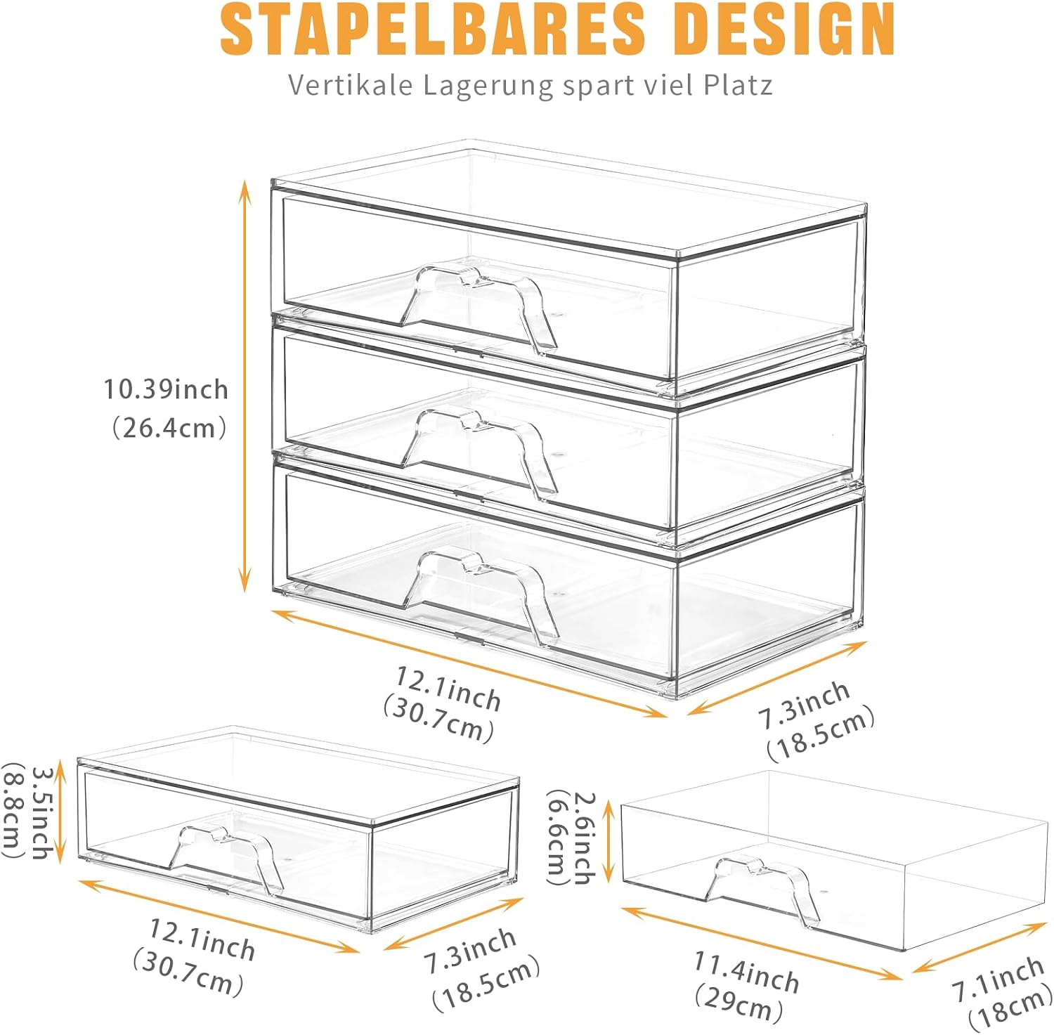 Thumbnail 2 de Stebopum 3er Pack Schubladen Organizer – Durchsichtige Acryl-Boxen für Schminktisch, Aufbewahrung & Ordnung