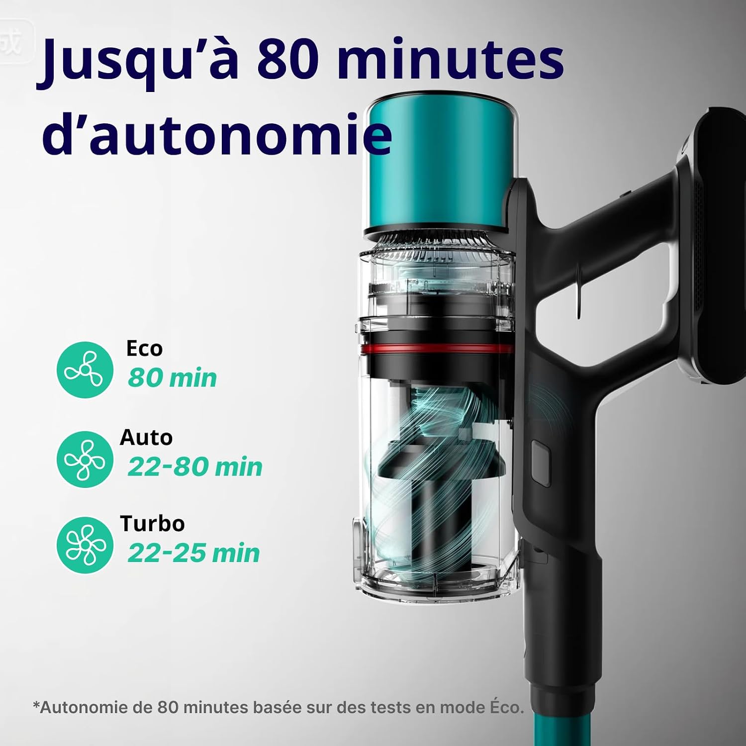Detalle de SmartAI V5 Pro draadloze steelstofzuiger met 55 kPa, 600 W en slang van 1 m