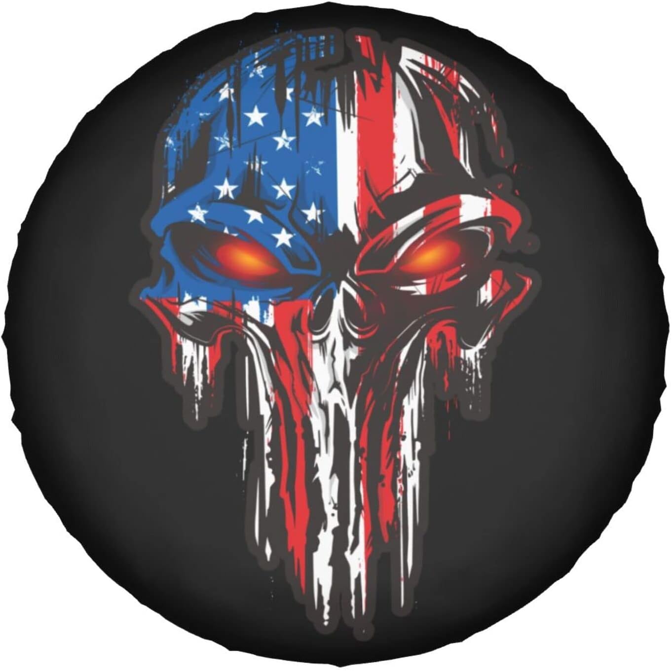 Detalle de American Flag Skull Spare Tire Cover, 14-inch