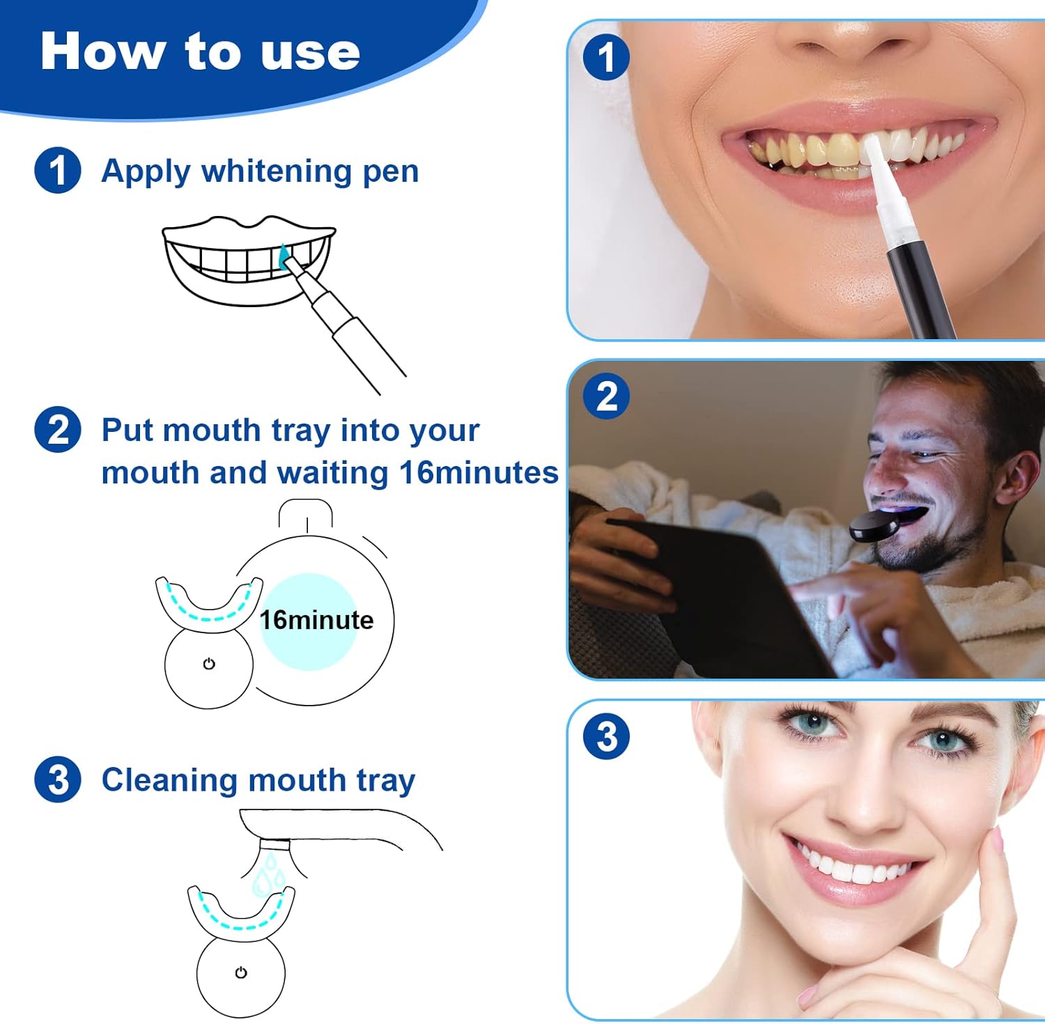 Detalle 2 de Shynova Kit Sbiancante Denti Professionale 16 min 🦷