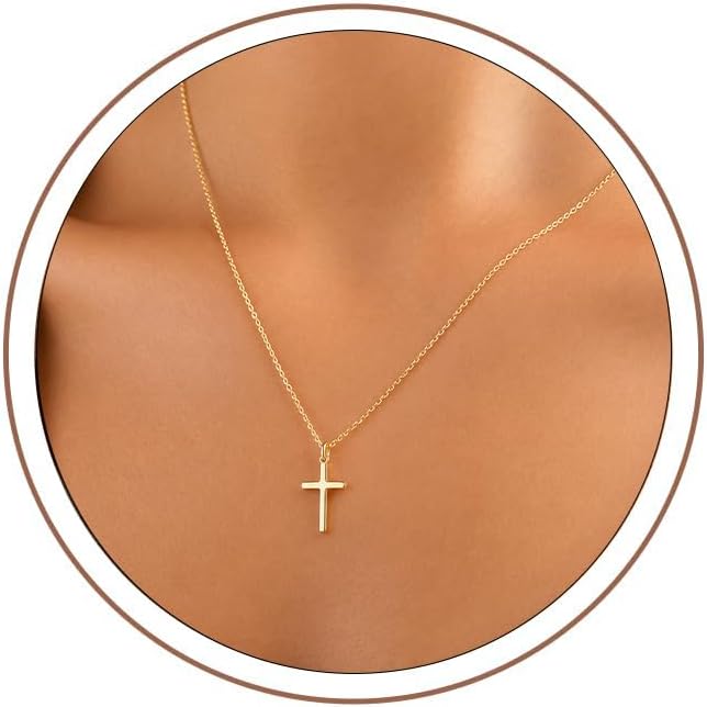 Detalle de Turandoss Gold Kreuz Kette – Verstellbare Halskette aus Gold/Weißgold Vergoldung