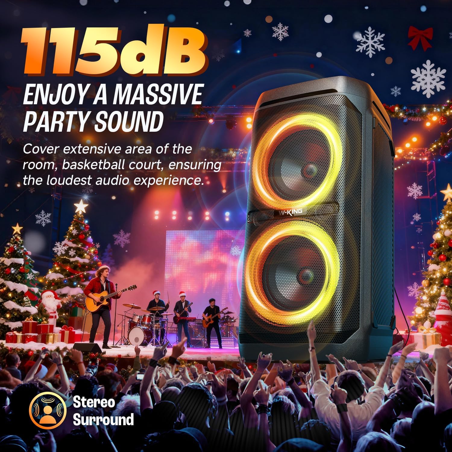Detalle de W-KING 240W Bluetooth Lautsprecher — 115 dB Bass 🔊
