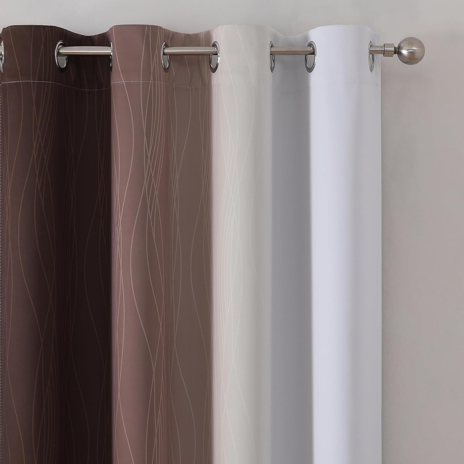 Thumbnail 3 de VEHEDE Ombre Blackout Curtains – 63 Inch Drop, Brown/Greyish White, 2 Panels