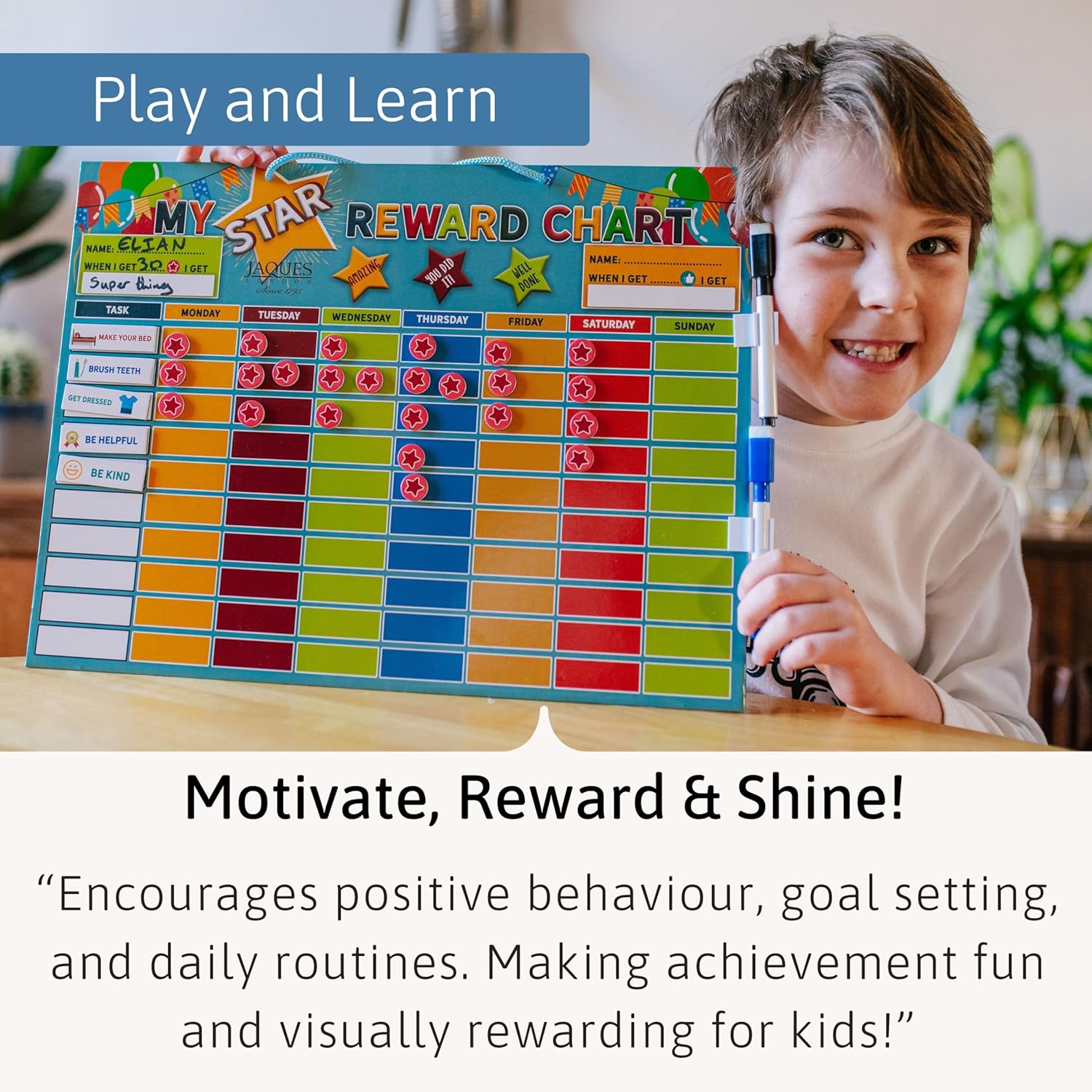 Detalle 2 de Jaques of London Large Magnetic Reward Chart for 2 Kids 🎲