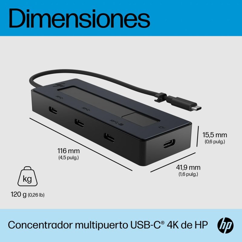 Thumbnail 1 de Hub HP USB-C de 5 puertos 4K Ultra HD: compacto, rápido y portable