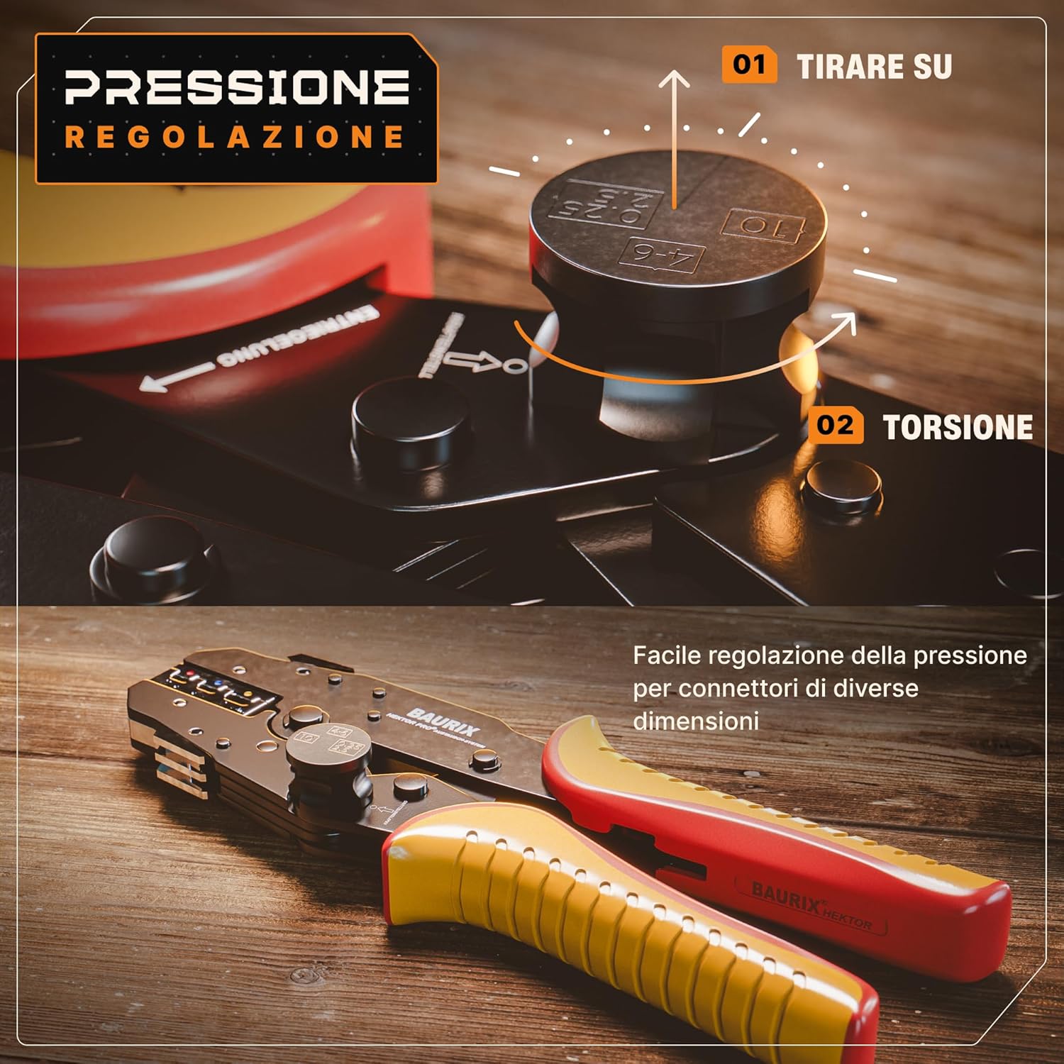 Thumbnail 5 de BAURIX Set di Pinza Crimpatrice con 6 Ganasce Intercambiabili – Kit professionale per crimpare capicorda, Faston e punterie