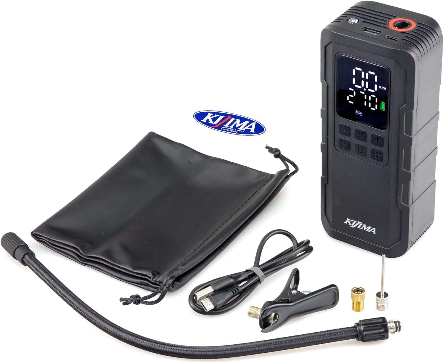 Detalle de キジマ JP03 ハイパワー電動空気入れ USB Type-C充電式・6000mAh・自動停止機能